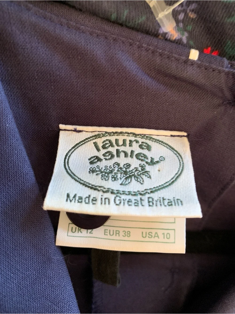 Vintage Laura Ashley MIDI Navy  Sailor-Style Dress with White Bow Accent - Picture 4 of 15